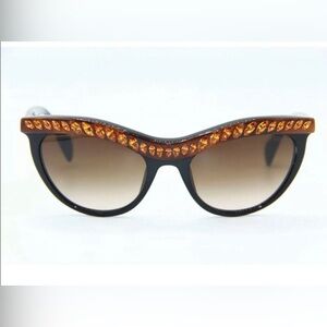 Authentic Prada Black Sunglasses with Orange Accents